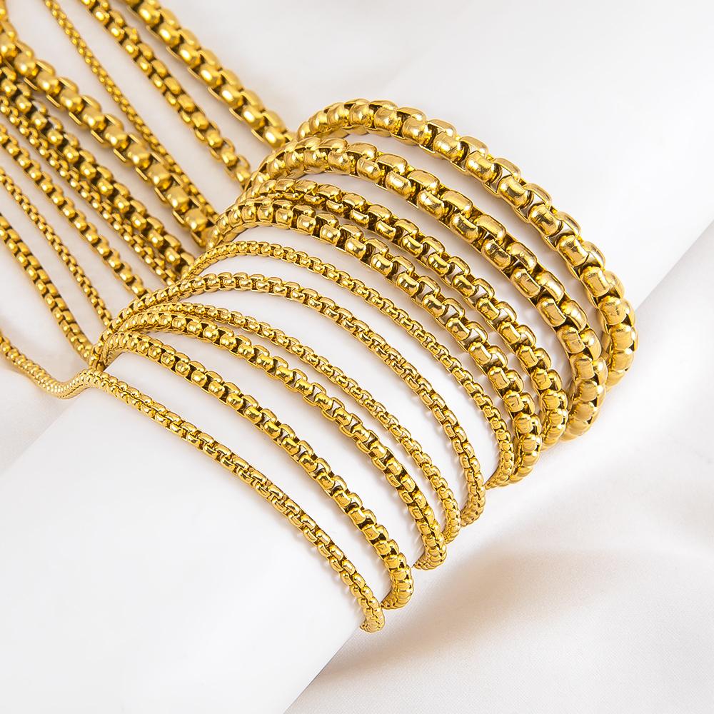 50cm 100cm Trend Square Box Chain Necklace Stainless Steel Basic Punk 2mm-5mm Thick Chains Jewelry Gift for Men Women Wholesale