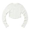 Keuluchi Symbol Crop Long-Sleeved T-Shirt (White) Womens