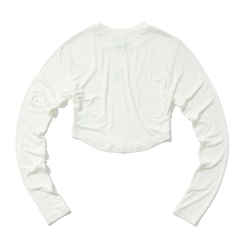 Keuluchi Symbol Crop Long-Sleeved T-Shirt (White) Womens