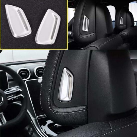 For Benz C-Class W206 Adjust Button Ring Trim Silver Steel Seat Headrest -23