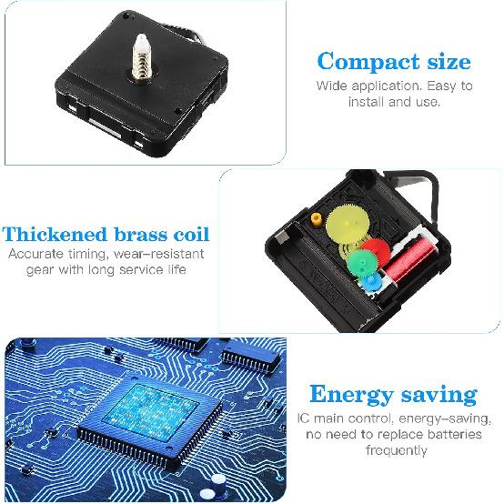DOITOOL Silence Quartz Clock Movement Silent Clock Mechanism Long Shaft Replacement Clock Kits Wall Clock Movements Mechanism Parts with 3 Hands No