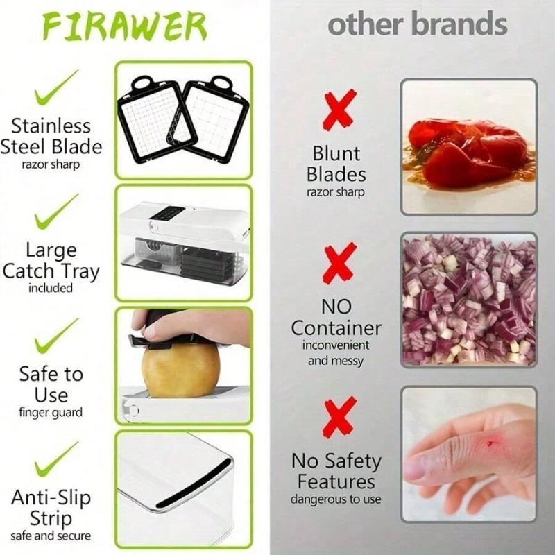 Multi-Functional Vegetable Chopper with Drain Basket- Onion/Lettuce/Carlic Dicer & Container for Quick Prep,Ideal for Home