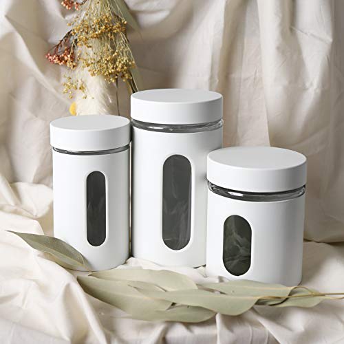 Pearl Metal Storage Container, White, 700ml, Glass Canister, Comado, HB-4532