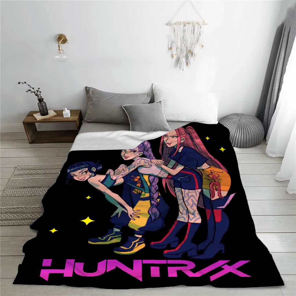 K pop Demon Hunters Blankets Warm Flannel Throw Blanket Winter Girls Boys Living Room Couch Chair Sofa Bed Funny Home Decor