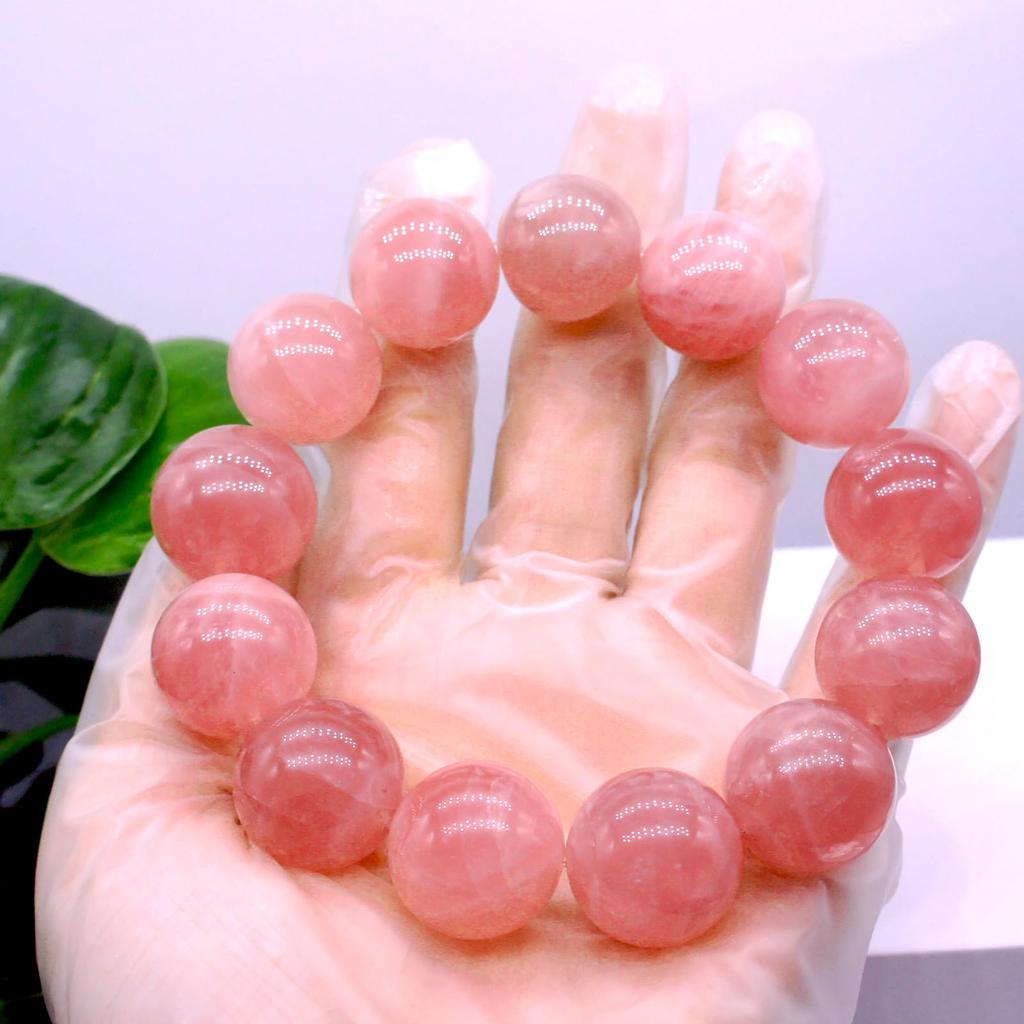 Rose Quartz Natural Red Carefully Guardian Stone for Love and Good Includes Beading Wire and Perfect for Christmas or New Gifts Quartz [TANAKA YA]