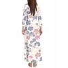 Women's Casual 3/4 Sleeve V-Neck Floral Print Maxi A-Line Beach Dress
