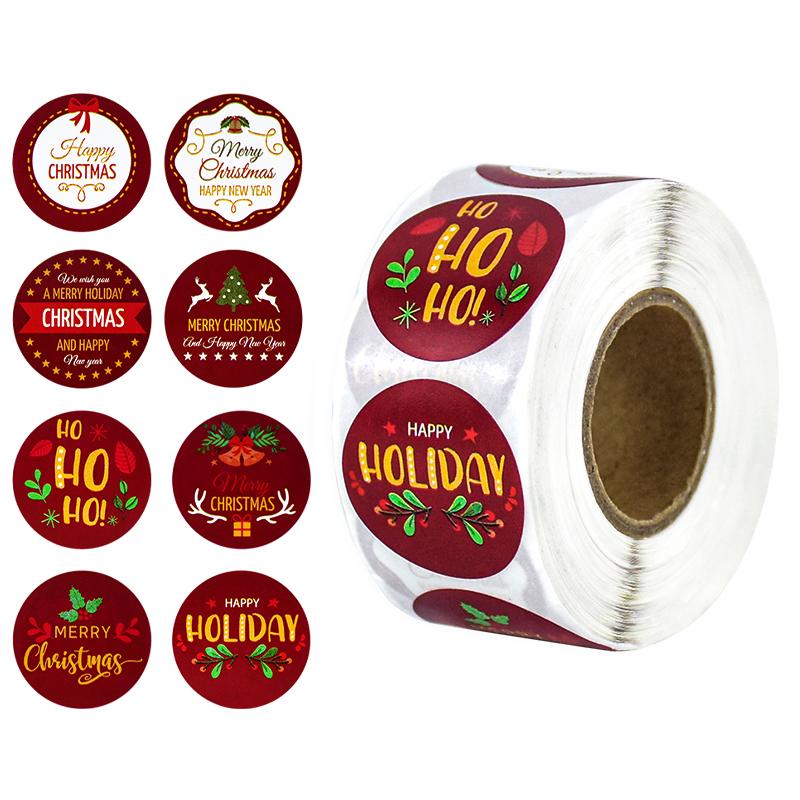 500pcs/roll Merry Christmas Label Stickers Cartoon Santa Claus Xmas Tree DIY Gift Box Baking Package Sticker New Year Decor