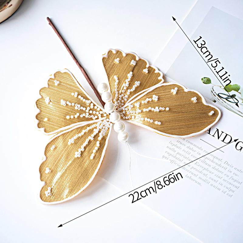 

1 шт. Искусственный жемчуг Бабочки Домашнее Рождественское украшение Рождественские искусственные бабочки Новогодние украшения для елки Вечеринка 6 цветов 1pcs