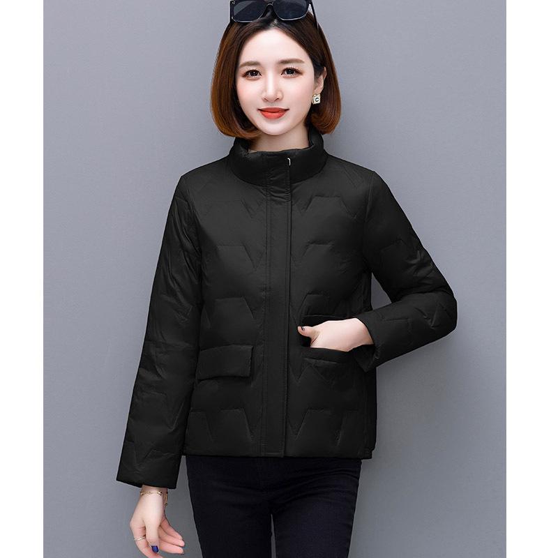

Women s Stylish White Duck Down Jacket - Warm, Thick, Stand Collar Design, Beautiful and Cozy. S (80-115 cm) чорний