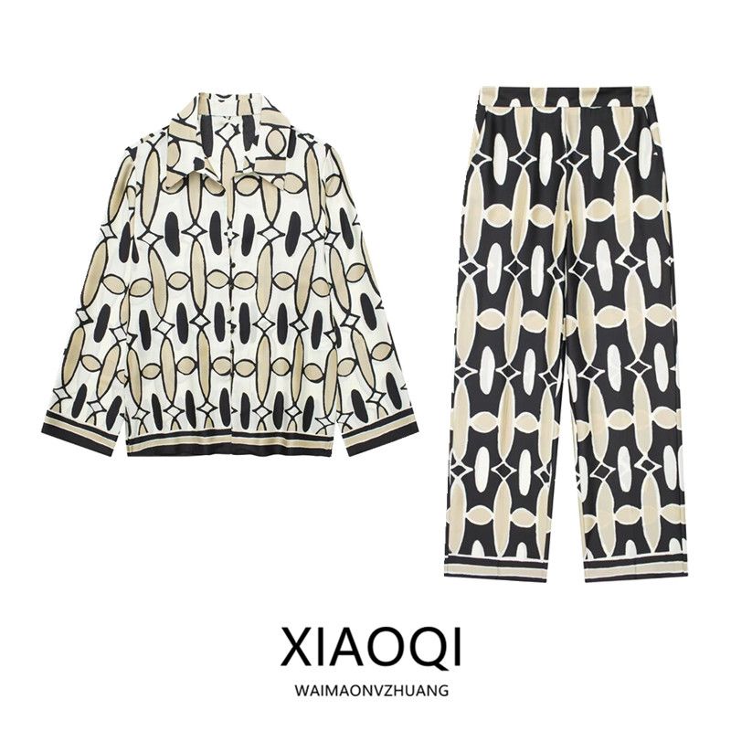 Fashion Style 2024 Spring New Women's Clothing Geometric Pattern Print Shirt High Waist Pants 2735146 330