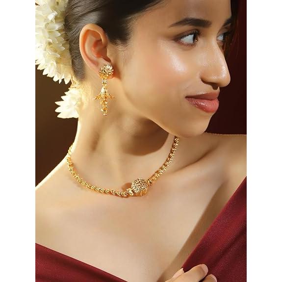 Beaded Design & Cubic Zirconia Embellishments Necklace Set for Women & Girls | Handcrafted Jewelry | Ideal for Weddings, Ethnic Wear
