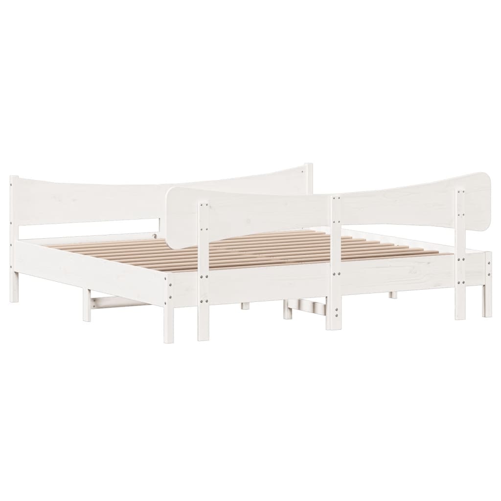 Vidaxl Bed Without Mattress, White, 200X200 Cm, Solid Pine Wood