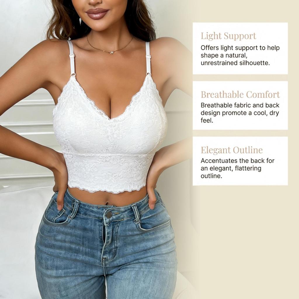 Zeriluna Elegant Wireless Push-Up Lace Underwear – Soft, Breathable, and Beautifully Trimmed to Enhance Your Bust.