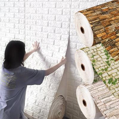 70cm*100cm Modern Home Decoration Self-adhesive Wallpaper 3D Waterproof Wall Stickers DIY Foam Background Brick Pattern PVC Room