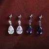 1 Pair Women Drop Earring Water Drop Shape Cubic Zirconia Dangling Earrings Smooth Cutting Reflective Hanging