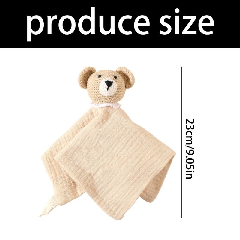 Soft Cotton Baby Comforting Blanket with Adorable Animal Crochet Design Gentle Mood Appease Toy for Infant