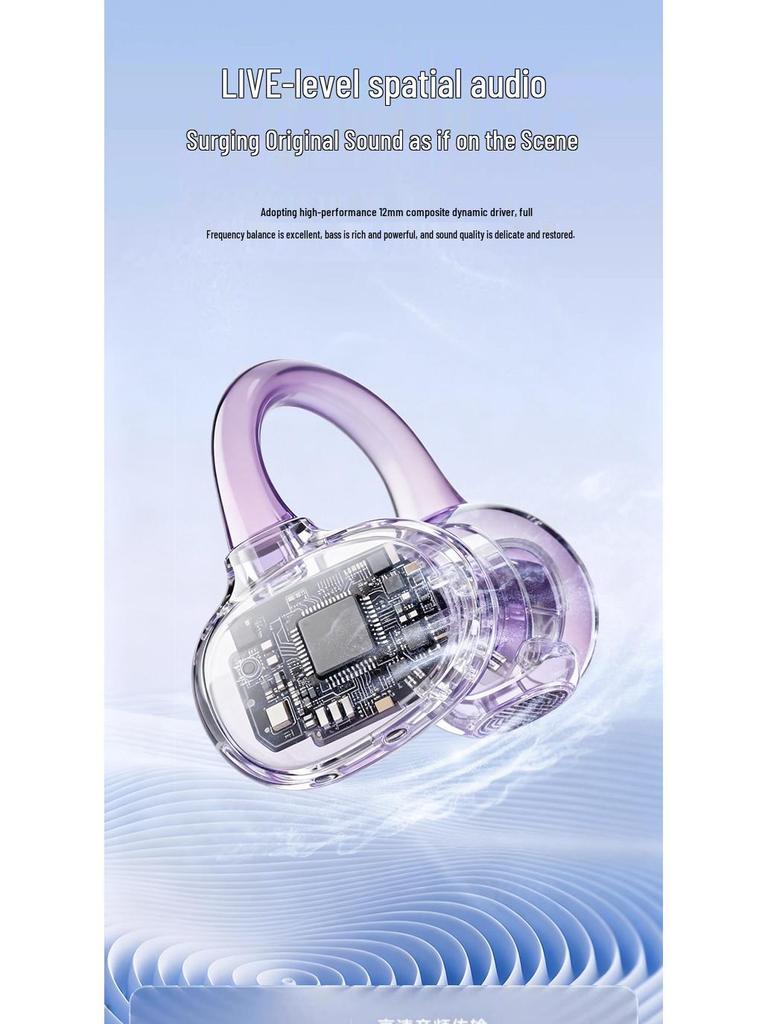 2025 High-Quality Wireless Bluetooth Ear Clip Earphones: Long Battery, In-Ear for Sports & Running