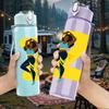 1PC Dancing Girl Pattern 750ml Color Plastic Sports Water Bottle Leakproof Flip Straw Lid Suitable for Sports Office Home Use