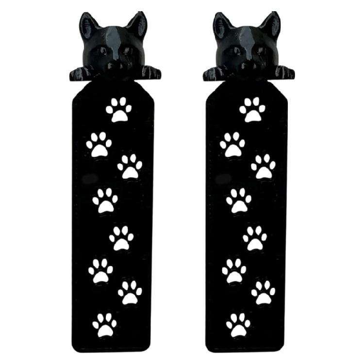 

2Pcs Feline Inspired Plastic Bookmarks Textbook Fiction Page Holder Birthday Gift For Book Lovers And Students Reading чорний