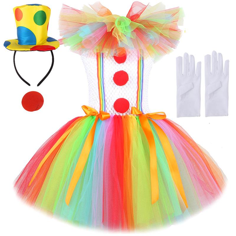 Rainbow Collar Clown Cosplay Skirt Children's Show Party Dress Princess TUTU Skirts