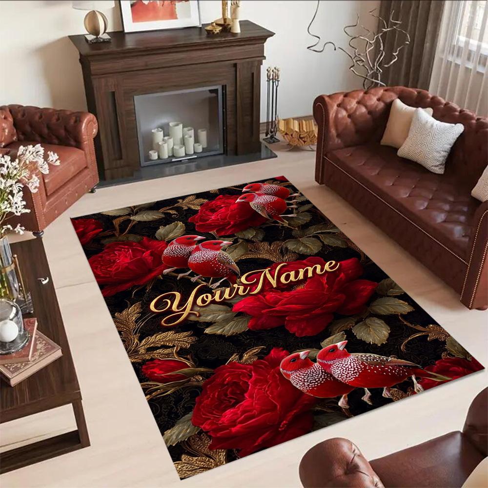Rose Customized Name Floor Mat Suitable for Living Rooms Balcony Outdoor Decorate Room Antislip Carpet Office Home Decor Best for Christmas