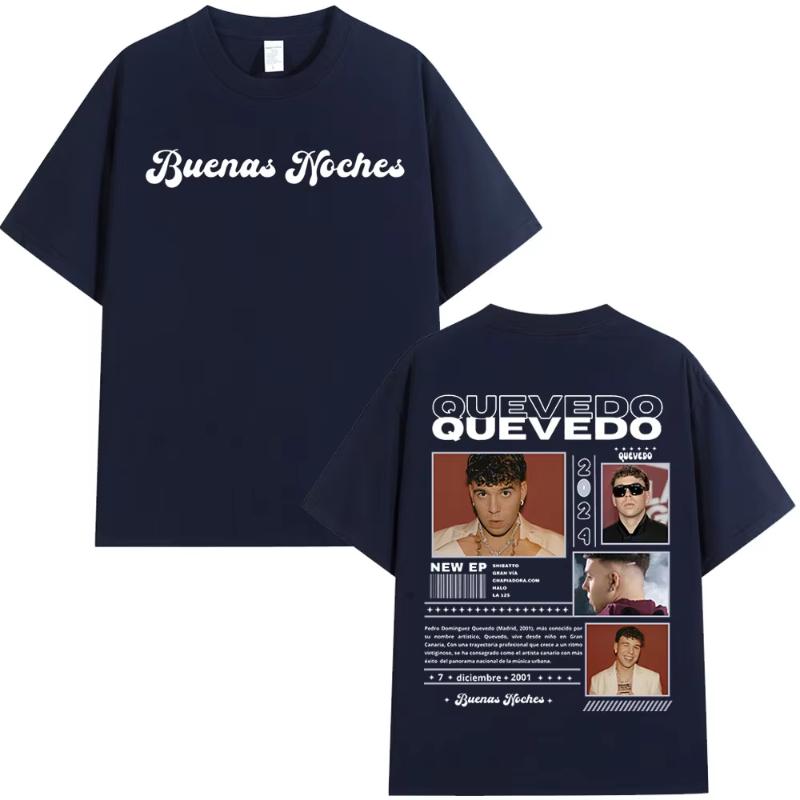 Rapper Quevedo Buenas Noches Tour 2025 T Shirt Unisex Women High Quality Tshirts Oversized Cotton Tshirt Streetwear Short Sleeve