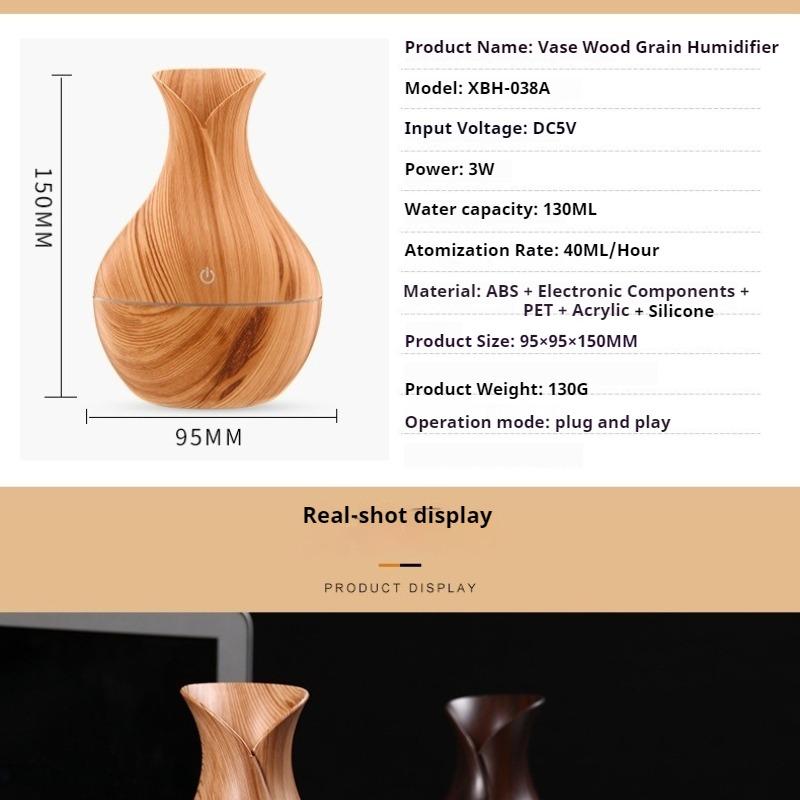 200ML Wood Grain Essential Oil Diffuser Air Humidifier USB 7 Color Light Spray Aromatherapy Humidificador for Home Office Car