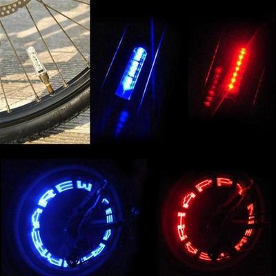 Bicykel Bicykle Koleso Pneumatika Spoke Ventil Cap písmeno 7LEDs Lights Lampa