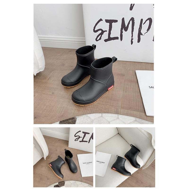 Unisex Waterproof Mid-Calf Rain Boots Non-Slip PVC Rain Shoes Simple Casual Style