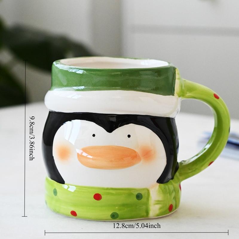 1PC Christmas Ceramic Mug 3D Cartoon Santa Claus Snowman Elk Penguin Water Cup Gift Home Decoration