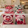 Housse de coussin cerise rétro respirante en peluche courte biologique lavable en machine résistante aux plis douce durable