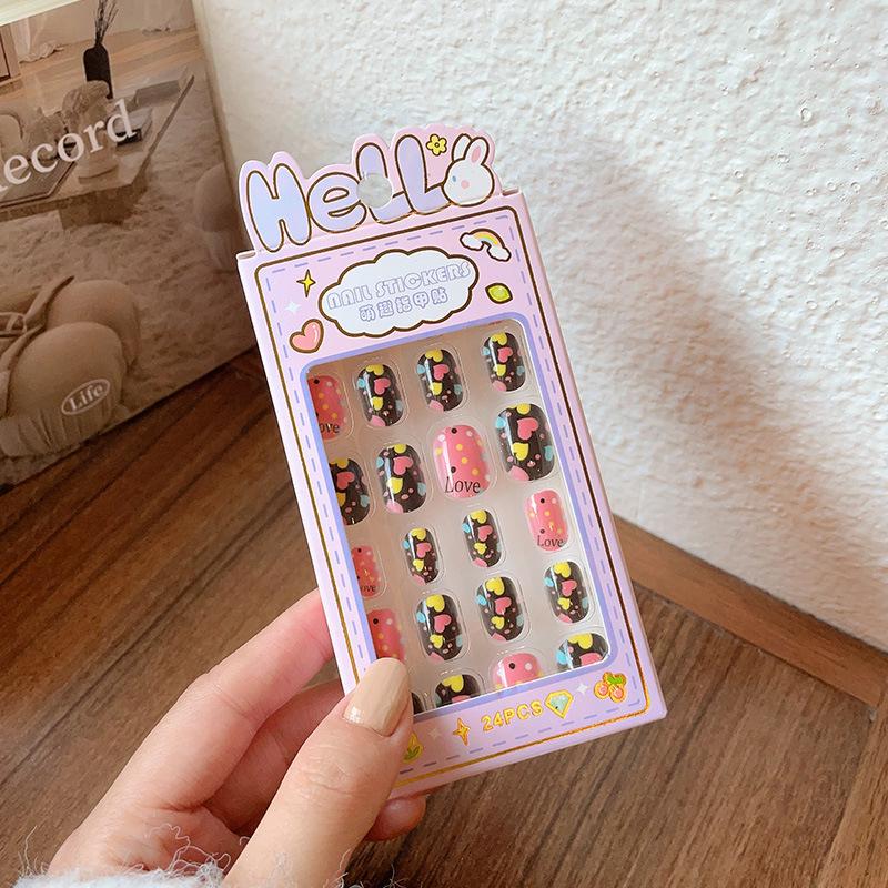 Removable Cute Cartoon Nail Stickers for Little Girls - Self-Adhesive Jelly Glue Princess Nail Art