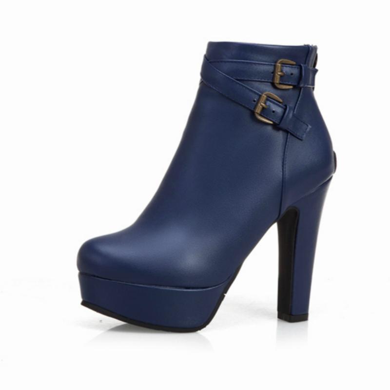 

Модные короткие ботинки, женская обувь, осень-зима, сексуальные ботильоны на платформе для женщин, черные, красные, желтые, белые, женские туфли, большой размер 40 синий