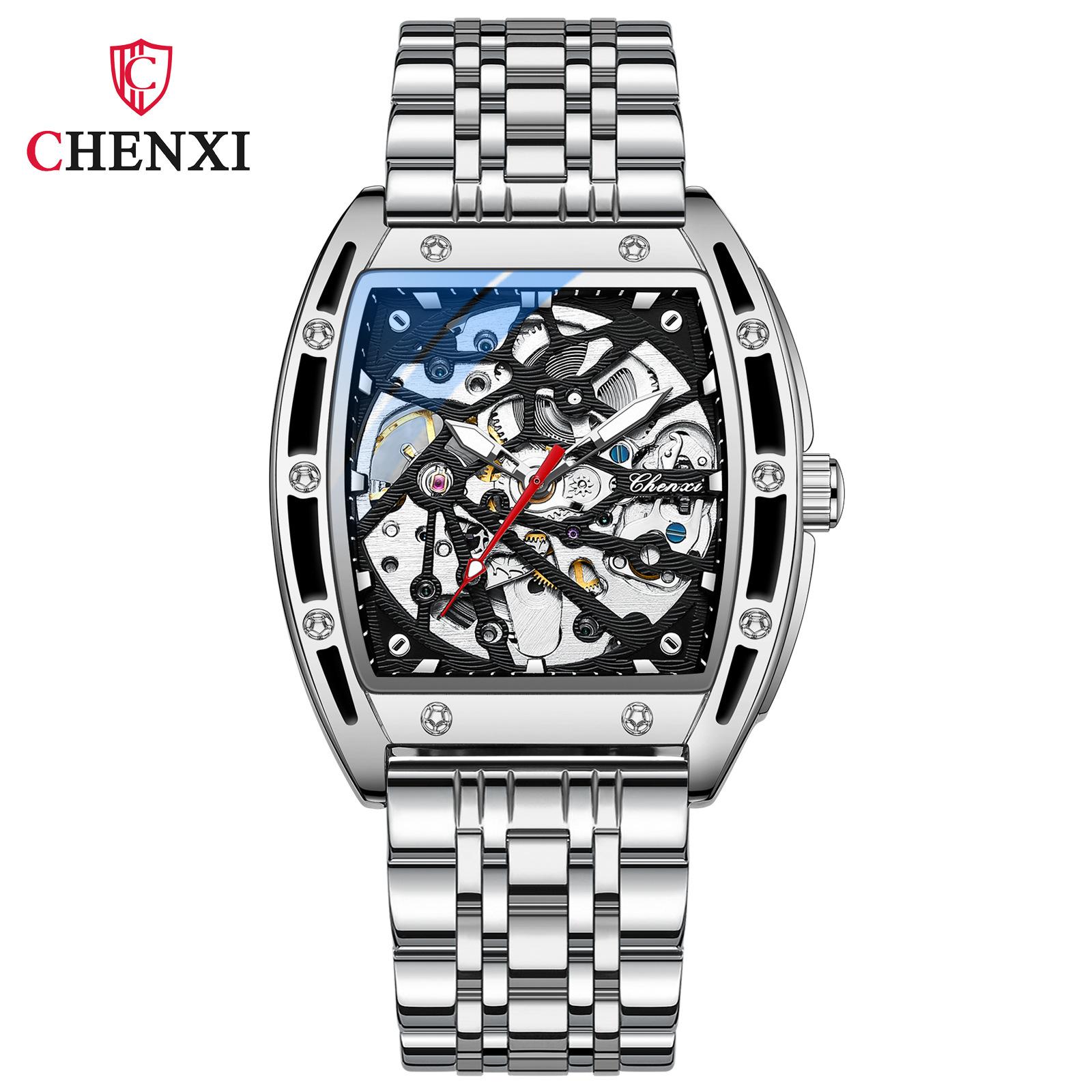 

Новые роскошные мужские часы ТОП-бренда с коробкой, полые автоматические мужские механические часы в форме винной бочки steel belt