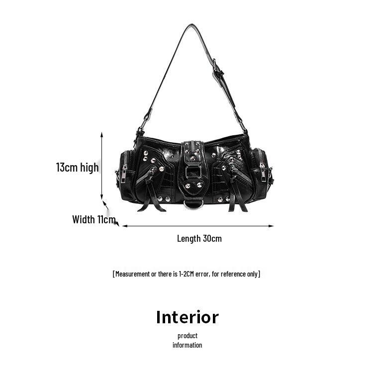 Retro Rivet Tote: Versatile Biker-Inspired Crossbody Bag for the Spicy, Sweet, and Cool.