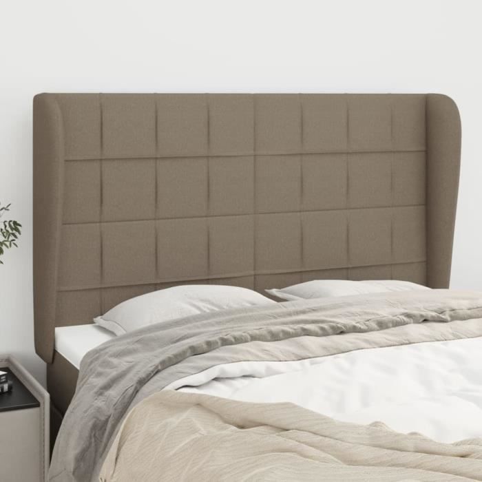 VidaXL Tête de lit avec oreilles Taupe 147x23x118-128 cm Tissu3117958