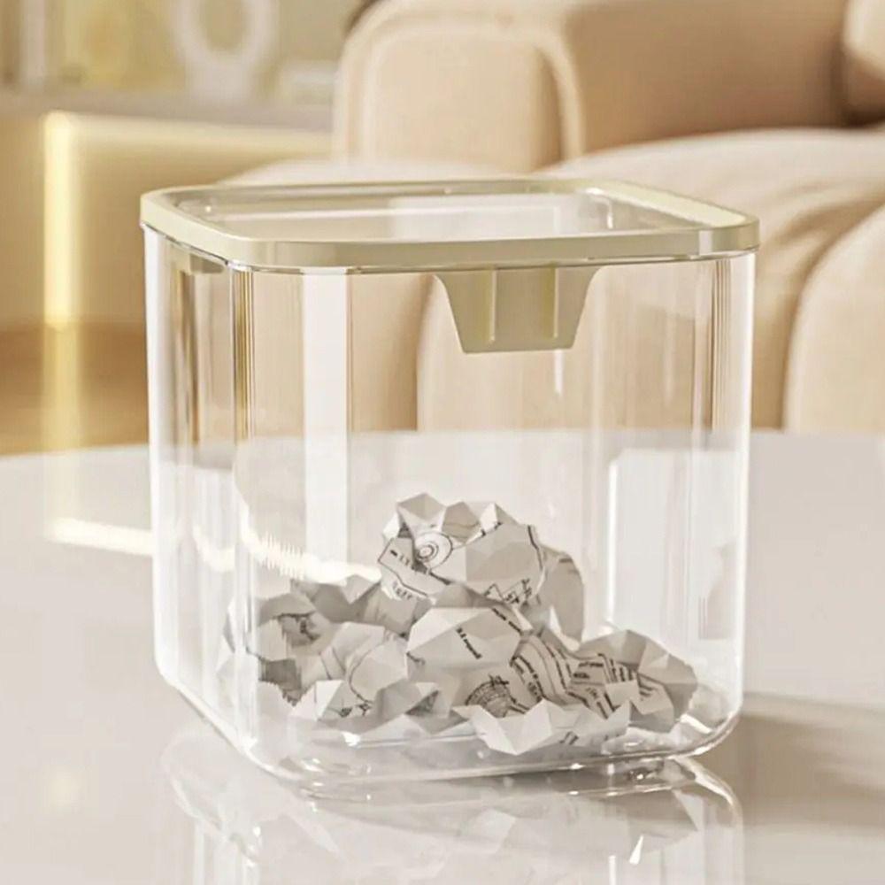 1Pcs Bedroom Desk Storage Box Transparent Trash Garbage Can New Desktop Bin