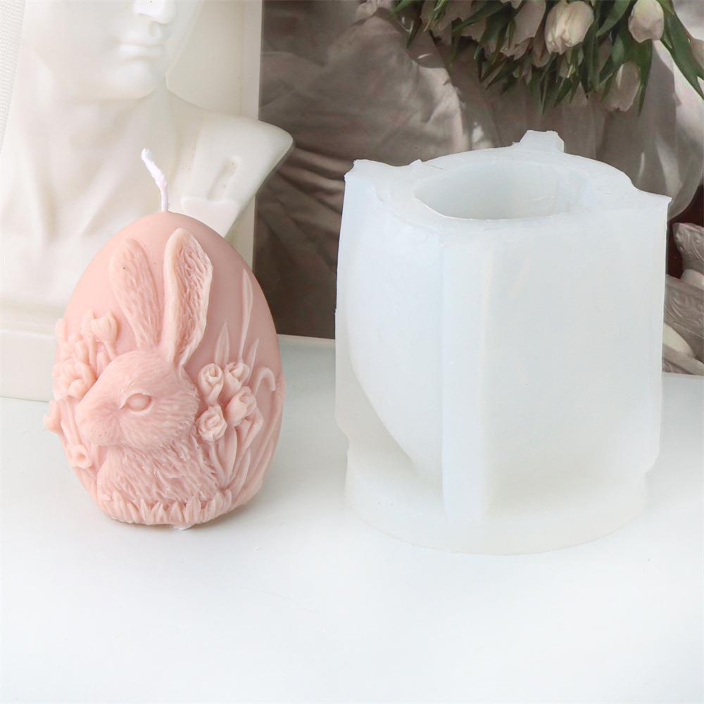 Aromatherapy Egg Silicone Candle Molds DIY 3D Mold Bow Rabbit Silicone Mold  for Easter Party