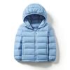 Children's Lightweight Hooded Down Jacket - Solid Color, Winter Style, 90% Down, Medium & Large Sizes