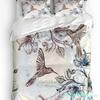Set Biancheria da Letto Retro 3 Pezzi Colibrì Fiori di Ibisco Copripiumino Federa Bambini Adulti Copripiumino Set Letto Matrimoniale Tessile per la Casa