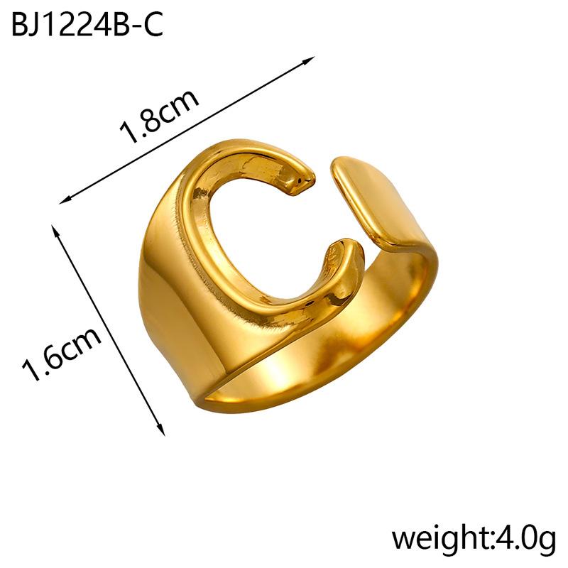 CARLIDANA Designer Initial Letters Alphabet Waterproof Gold Plated Non Tarnish Stainless Steel Fashion Jewelry Rings for Women