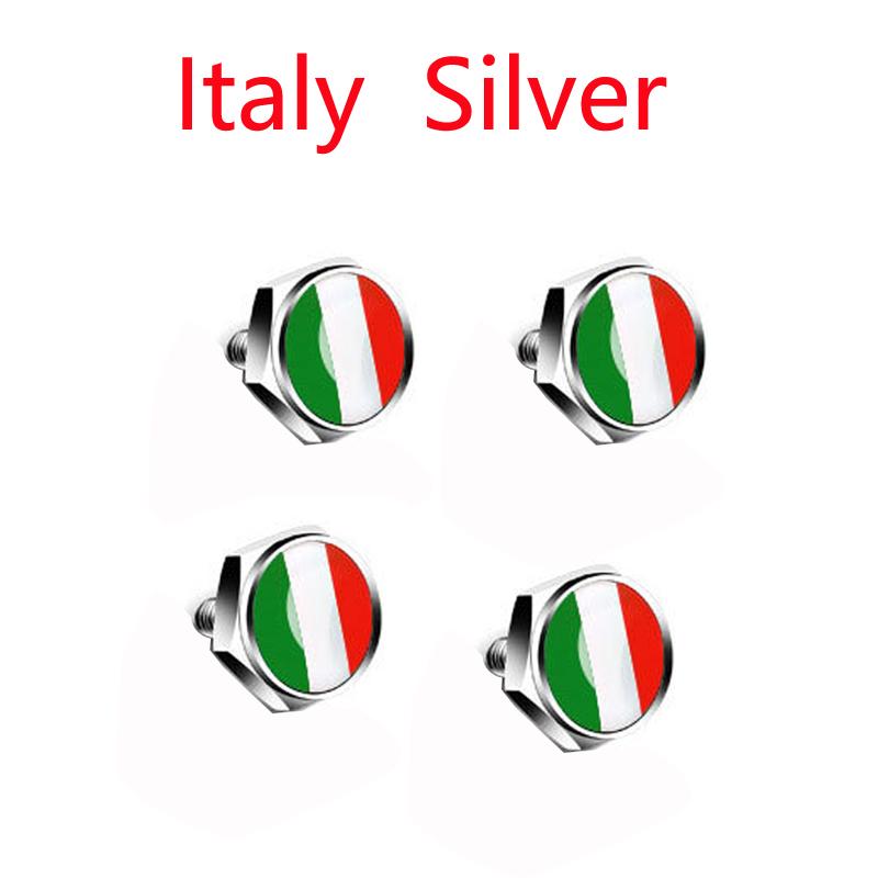 4pcs/set USA Italy Germany Sweden Flag Metal Screws License Plate Bolts Accessories