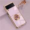 Suitable for Samsung Galaxy Z Flip6 Electroplated Mobile Phone Case ZFlip3 Ring Bracket Magnetic Car Protection Case