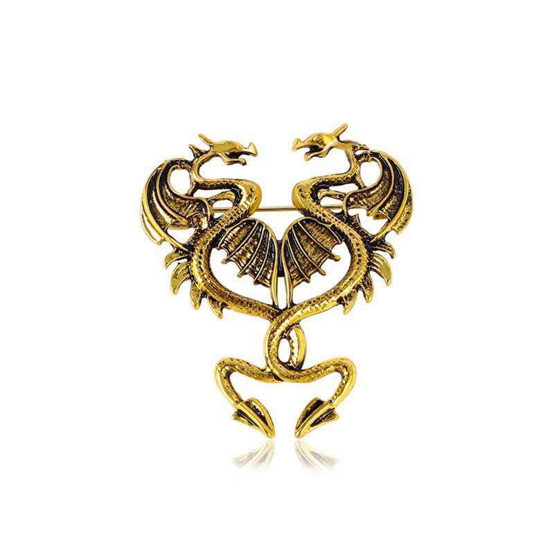 Retro Oil Drip Cartoon Dragon Shape Brooch Zodiac Personality Suit Coat Accessories Pin Jewelry