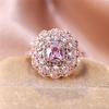 Luxury Female White Pink Square Flower Round Zircon Stone Ring Rose Gold Color Dainty Gift Party Wedding For Women