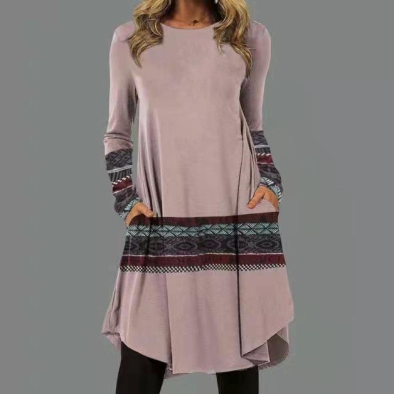 JPNTKY Moda Autunno Inverno Manica Lunga Girocollo Abiti Casual