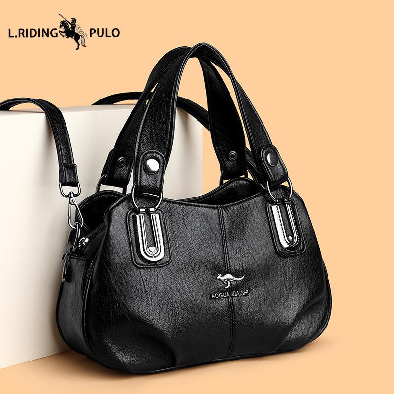 Women's Bags, European and American New Middle-aged Women's Handbags, Retro All-match Multi-layer Large-capacity One-shoulder Messenger Bag