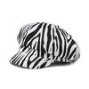 Hat Female summer leopard print zebra pattern octagonal hat duck tongue beret European and American face little painter hat