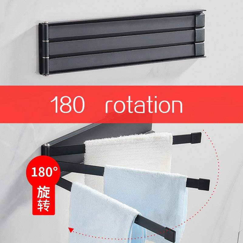 Black Simplicity Stainless Steel Towel Bar Rotating Towel Rack Bathroom Towel Rack Accessory