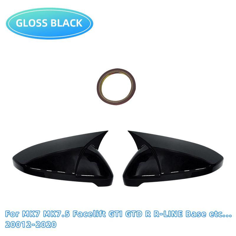 For VW Golf MK6 MK7 7.5 GTI R GTD Base 2009- 2Pcs Side RearView Mirror Cover Caps Mirror Tools Case Gloss Black Tuning New